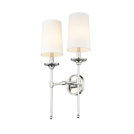 Emily 2 Light Wall Sconce, Polished Nickel & Off White